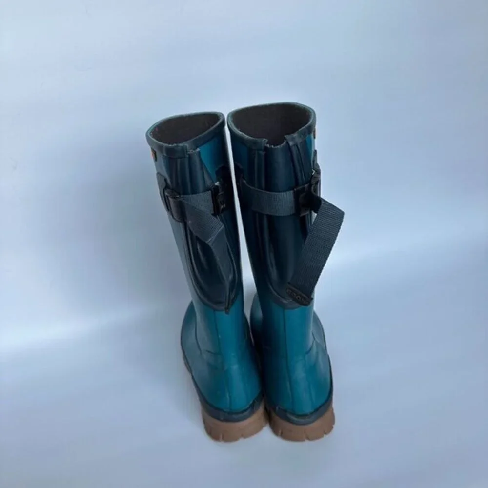 BOGS Women's Size 6 Amanda II Tall‎ Rain Boot Teal Blue Outdoors Gardening Farm
